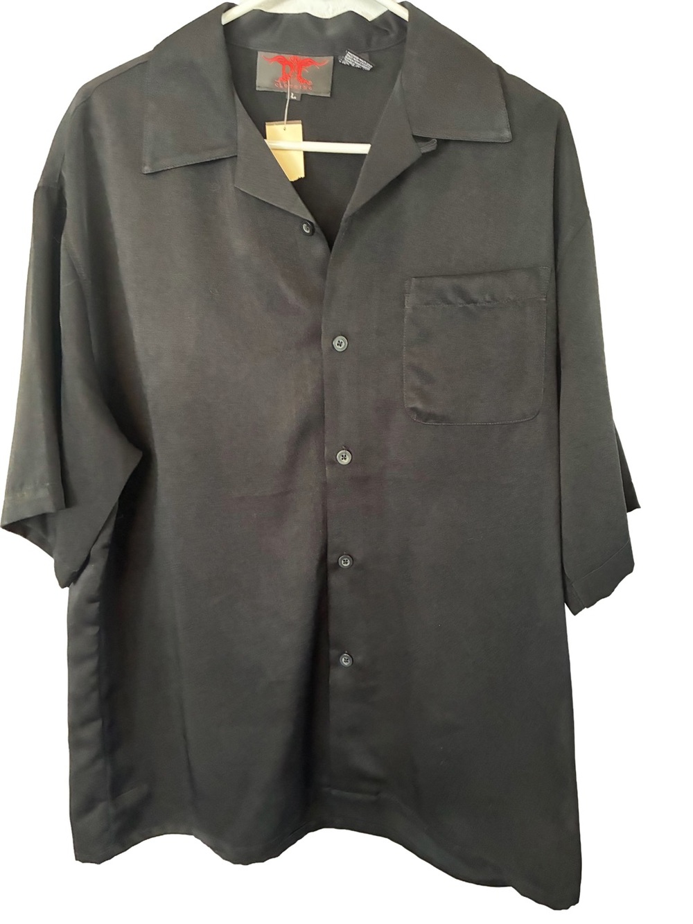Vintage Y2K Dragonfly DF Black Satin Bowling Camp Shirt NWT